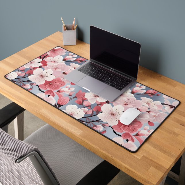 Elegant Japanese Sakura Floral Desk Mat (Office 2)