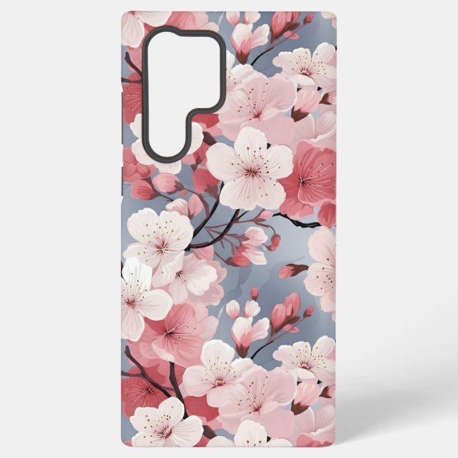 Elegant Japanese Sakura Floral Samsung Galaxy S22 Ultra Case (Back)