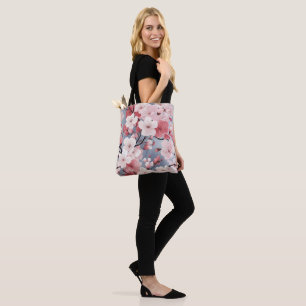 Elegant Japanese Sakura Floral Tote Bag