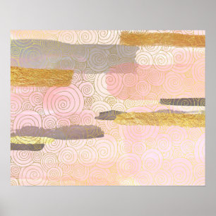 Elegant Japanese Style Abstract Waves Artwork Poster