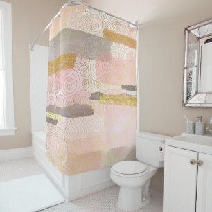 Elegant Japanese Style Abstract Waves Artwork   Shower Curtain