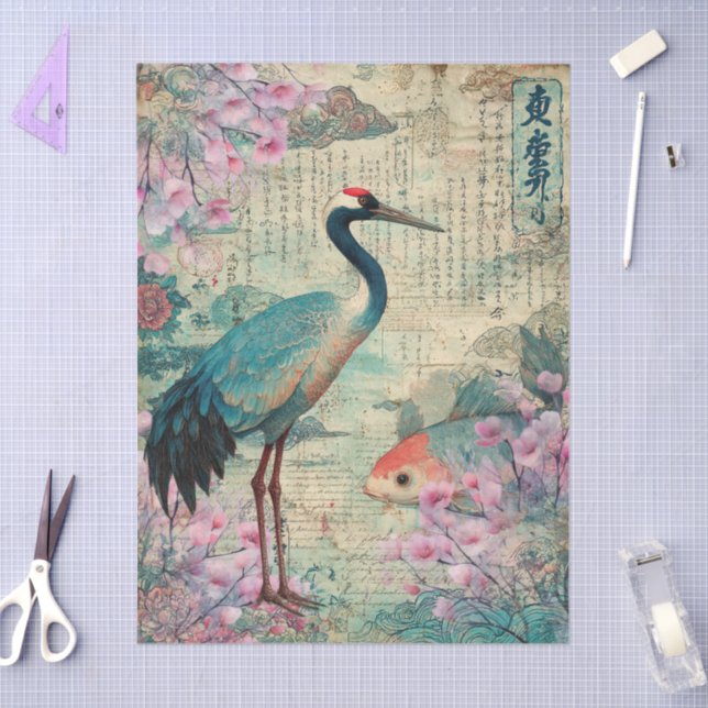 Elegant Japanese Themed Decoupage Crafting Tissue Paper (Craft)