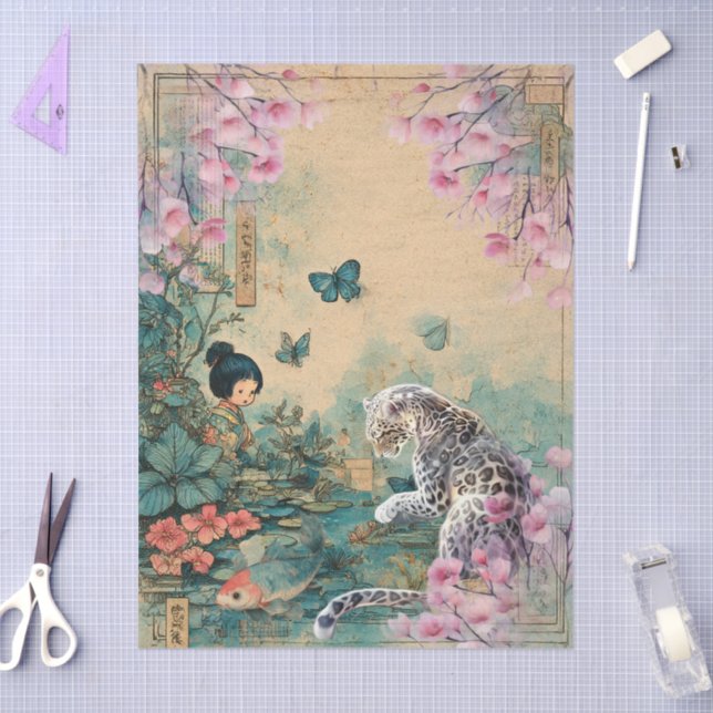 Elegant Japanese Themed Decoupage Crafting Tissue Paper (Craft)