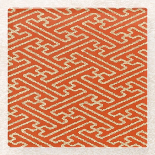 Elegant Japanese Washi Origami Geometric Glass Coaster (Front)