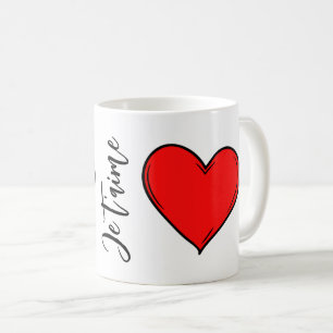Elegant Je t'aime Big Red Heart  Coffee Mug