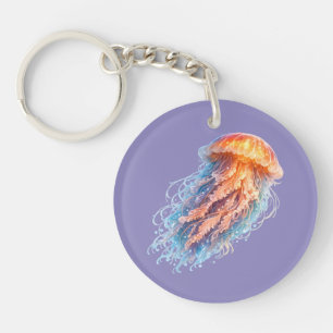 Elegant Jellyfish Ocean Fantasy Illustration Key Ring