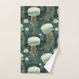 Elegant Jellyfish Pattern - Custom Name Bath Towel Set