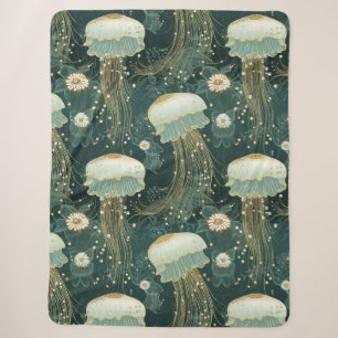 Elegant Jellyfish Pattern - Custom Name Sherpa Blanket