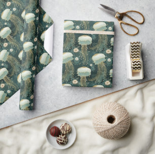 Elegant Jellyfish Pattern - Custom Name Wrapping Paper