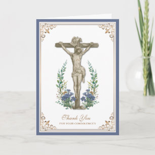 Elegant Jesus Cross  Catholic Condolence Thank You