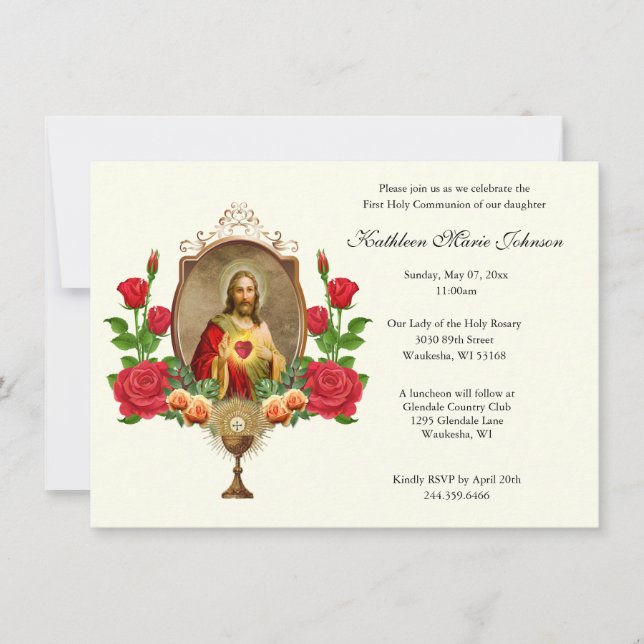 Elegant Jesus First Communion Invitations (Front)