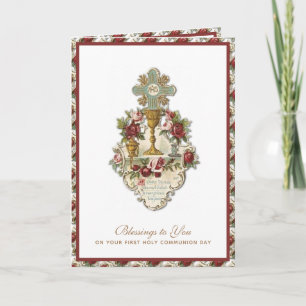 Elegant Jesus First Holy Communion Vintage Card