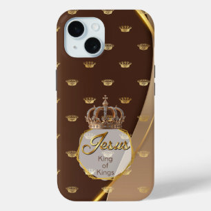 Elegant Jesus Neutral Gold Crown King of Kings iPhone 15 Case