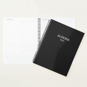 Elegant Jet Black Personalised Name - Planner