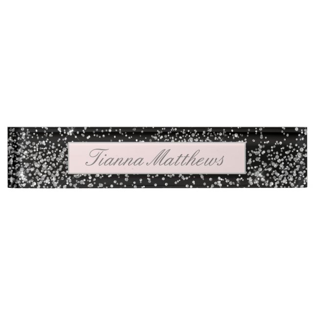 Elegant Jewel Diamond Scatter Sparkle Design  Nameplate (Front)