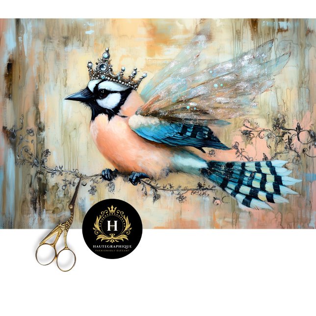 Elegant Jewel Embellished Bird Art Decoupage Tissue Paper (Creator Uploaded)