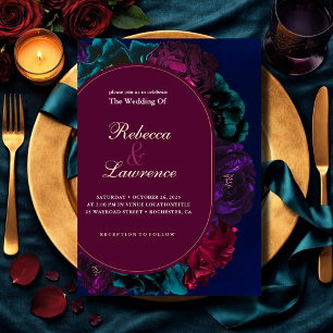 Elegant Jewel Tone Floral Wedding Celebration Invitation