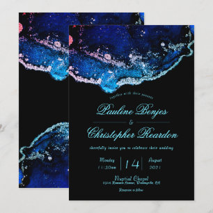 Elegant Jewel-Tone Purple Blue Wedding Invitation