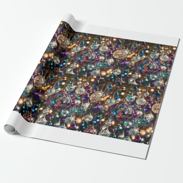 Elegant Jewel-Toned Ornament Matte Wrapping Paper (Unrolled)