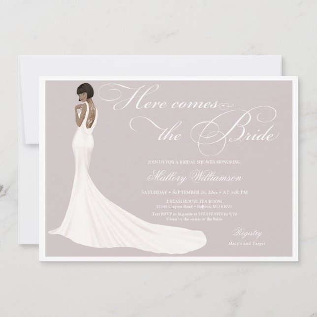 Elegant Jewelled Bride Bridal Shower Invitation (Front)