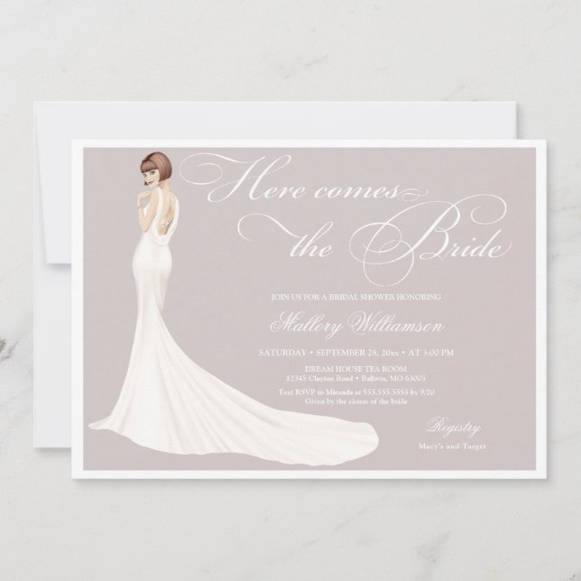 Elegant Jewelled Bride Bridal Shower Invitation (Front)