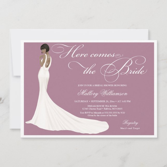Elegant Jewelled Bride Bridal Shower Invitation (Front)