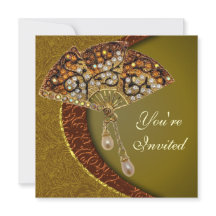 Elegant Jewelled Fan Party Invitation