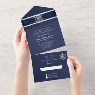 Elegant Jewelled Snowflake 2 All In One Invitation