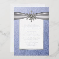 Elegant Jewelled Snowflake Wedding Foil Invitation