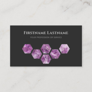 Elegant jeweller dark grey violet amethyst hexagon business card