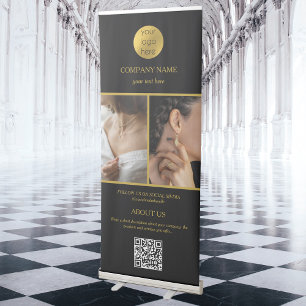 Elegant Jewellery Business Promotional 2 Photo Bla Retractable Banner