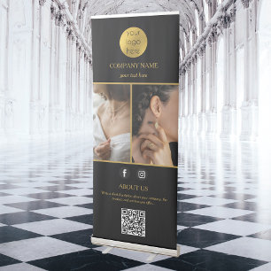 Elegant Jewellery Business Promotional 2 Photo Bla Retractable Banner