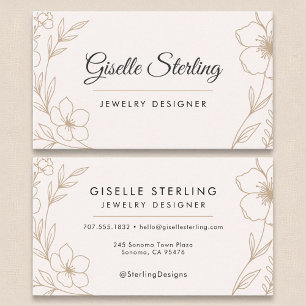 Elegant Jewellery Designer Botanical Blush Black  Business Card