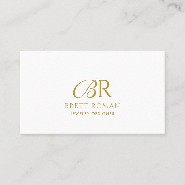 Elegant Jewellery Designer Gold Monogram Business Card (Front)