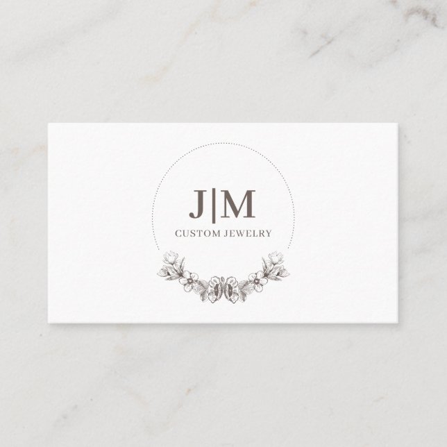Elegant Jewellery Designer Monogram Business Card (Front)