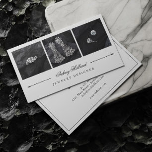 Elegant Jewellery Designer Photo Collage Business Card