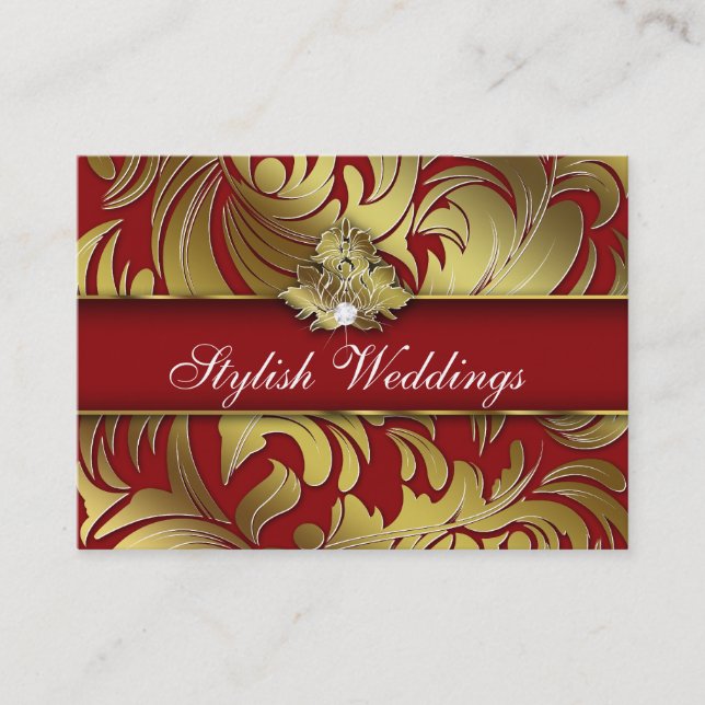Elegant Jewellery Diamond Logo Red Gold Jumbo Business Card (Front)