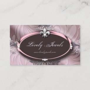 Elegant Jewellery Fashion Fleur de lis Pink Rose Business Card