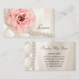 Elegant Jewellery Fashion Rose Pink Pearls Business Card