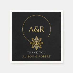 Elegant jewellery inspired frame & initials weddin napkin