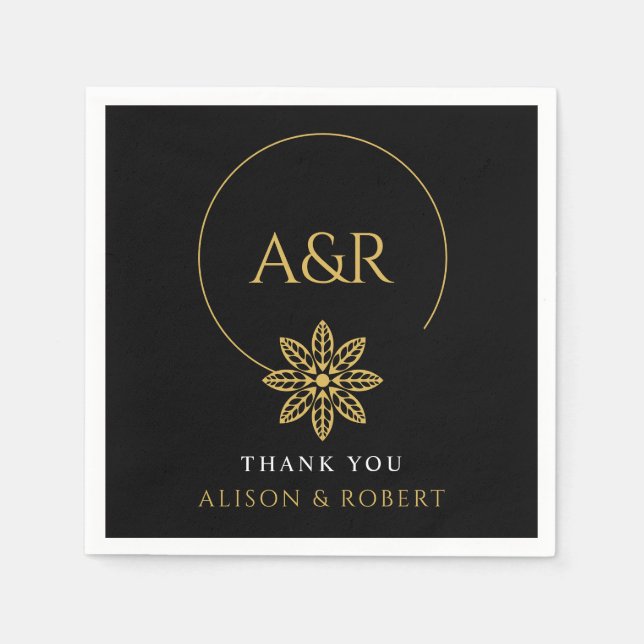 Elegant jewellery inspired frame & initials weddin napkin (Front)