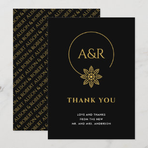 Elegant jewellery inspired frame & initials weddin thank you card