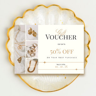 Elegant Jewelry Gift Voucher   Gold Discount Card 