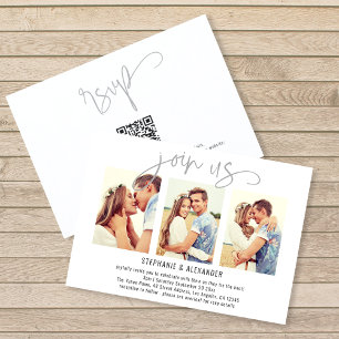 Elegant Join Us 3 Photo Script Wedding Invite
