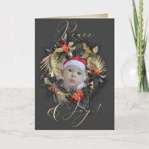 Elegant Joy and Peace Tropical PHOTO FRAME Card