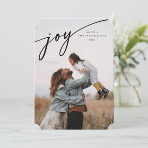 Elegant 'Joy' Black Typographic Script Holiday Card