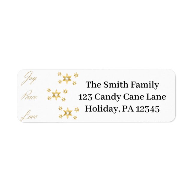 Elegant Joy Peace Love Faux Gold Return Address (Front)