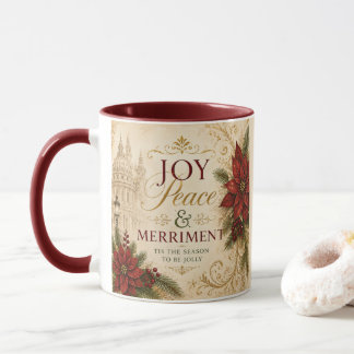 Elegant Joy Peace & Merriment Christmas Coffee Mug