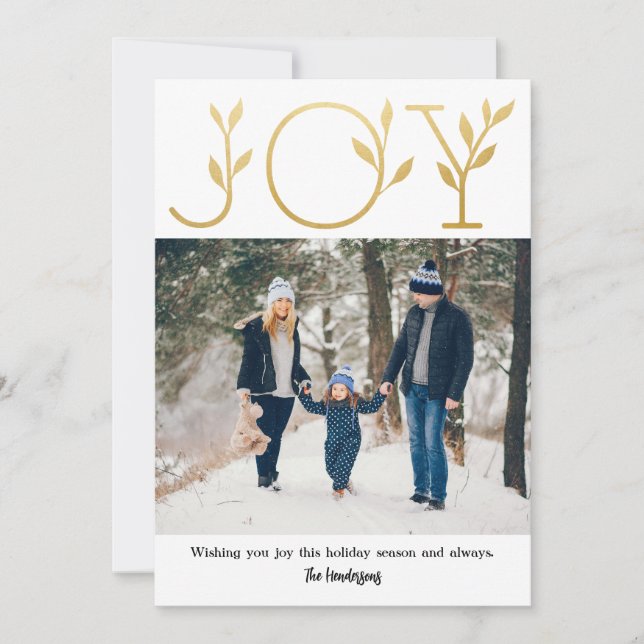 Elegant Joy Photo Holiday Card (Front)