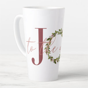 Elegant Joy to the World Christmas Wreath Latte Mug